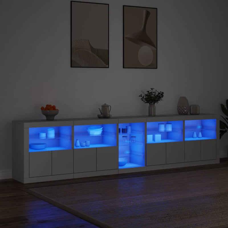 Sideboard with LED Lights White 283x37x67 cm