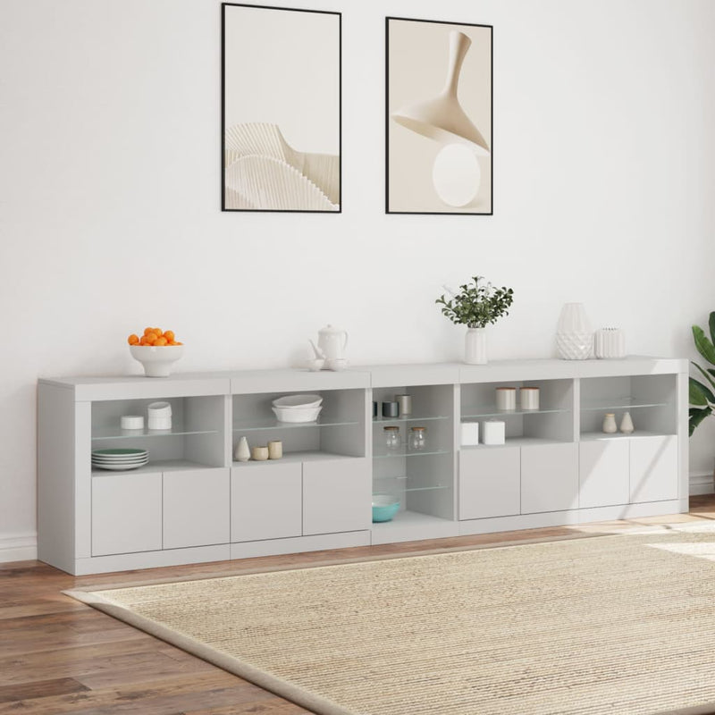 Sideboard with LED Lights White 283x37x67 cm