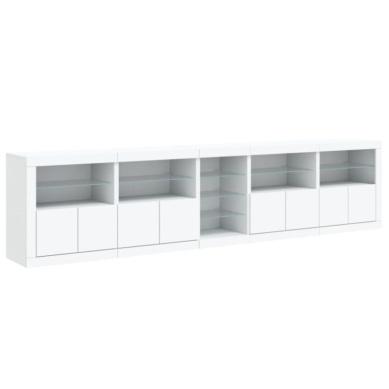 Sideboard with LED Lights White 283x37x67 cm