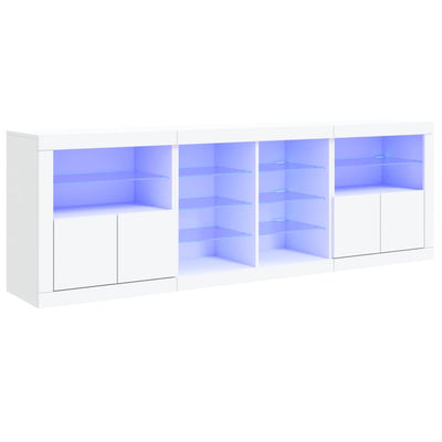 Sideboard with LED Lights White 202x37x67 cm