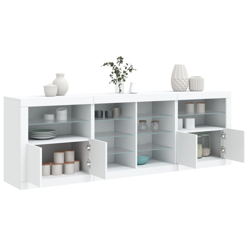 Sideboard with LED Lights White 202x37x67 cm