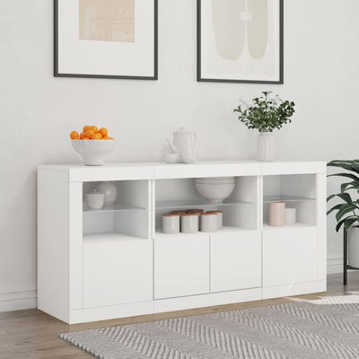 Sideboard with LED Lights White 142.5x37x67 cm