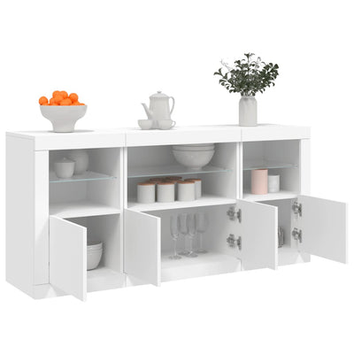 Sideboard with LED Lights White 142.5x37x67 cm