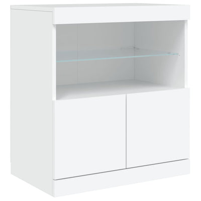 Sideboard with LED Lights White 142.5x37x67 cm