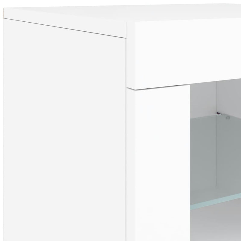 Sideboard with LED Lights White 142.5x37x67 cm