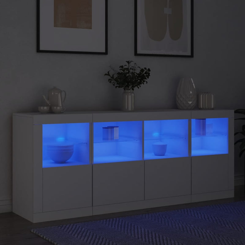 Sideboard with LED Lights White 163x37x67 cm