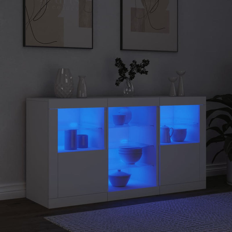 Sideboard with LED Lights White 123x37x67 cm