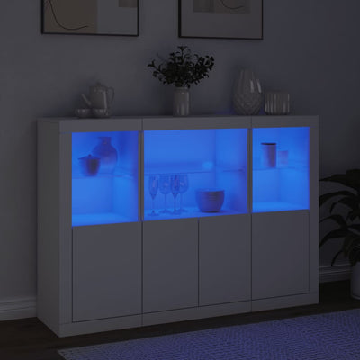 Sideboards with LED Lights 3 pcs White Engineered Wood