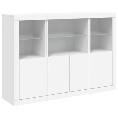 Sideboards with LED Lights 3 pcs White Engineered Wood