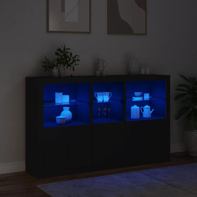 Sideboard with LED Lights Black 162x37x100 cm