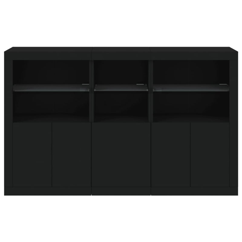 Sideboard with LED Lights Black 162x37x100 cm