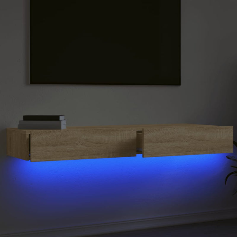 TV Cabinets with LED Lights 2 pcs Sonoma Oak 60x35x15.5 cm