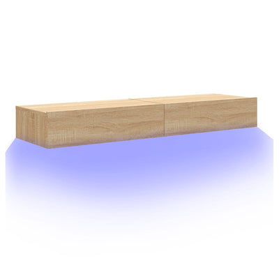 TV Cabinets with LED Lights 2 pcs Sonoma Oak 60x35x15.5 cm