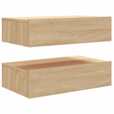 TV Cabinets with LED Lights 2 pcs Sonoma Oak 60x35x15.5 cm