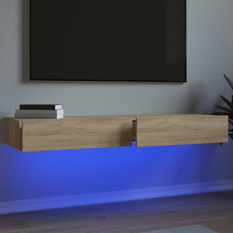 TV Cabinets with LED Lights 2 pcs Sonoma Oak 60x35x15.5 cm