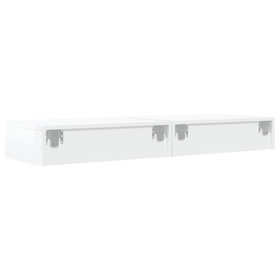 TV Cabinets with LED Lights 2 pcs High Gloss White 60x35x15.5 cm