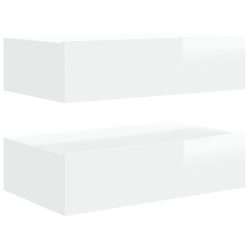 TV Cabinets with LED Lights 2 pcs High Gloss White 60x35x15.5 cm