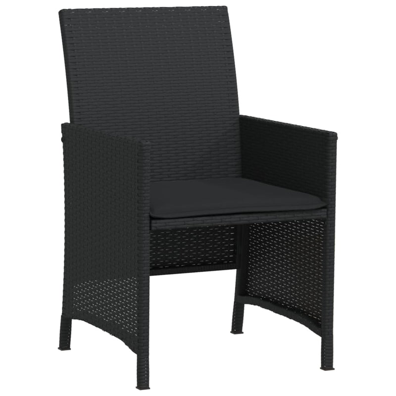 3 Piece Bistro Set with Cushions Black Poly Rattan