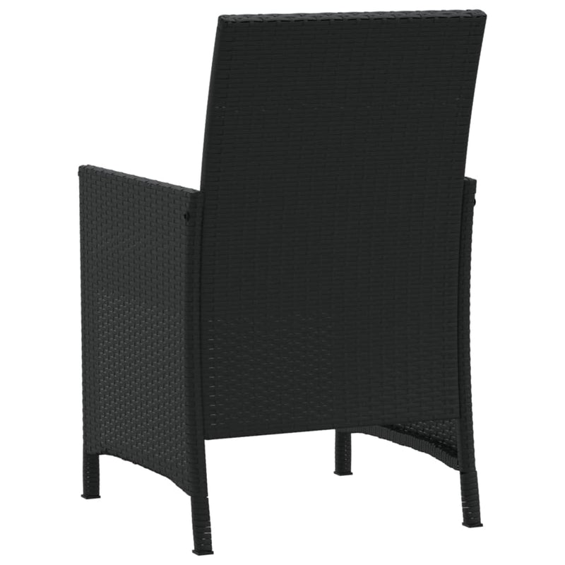 3 Piece Bistro Set with Cushions Black Poly Rattan