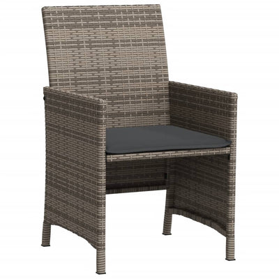 3 Piece Bistro Set with Cushions Grey Poly Rattan