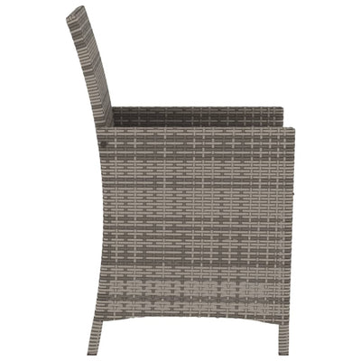 3 Piece Bistro Set with Cushions Grey Poly Rattan