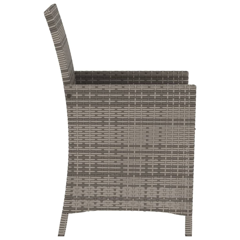 3 Piece Bistro Set with Cushions Grey Poly Rattan