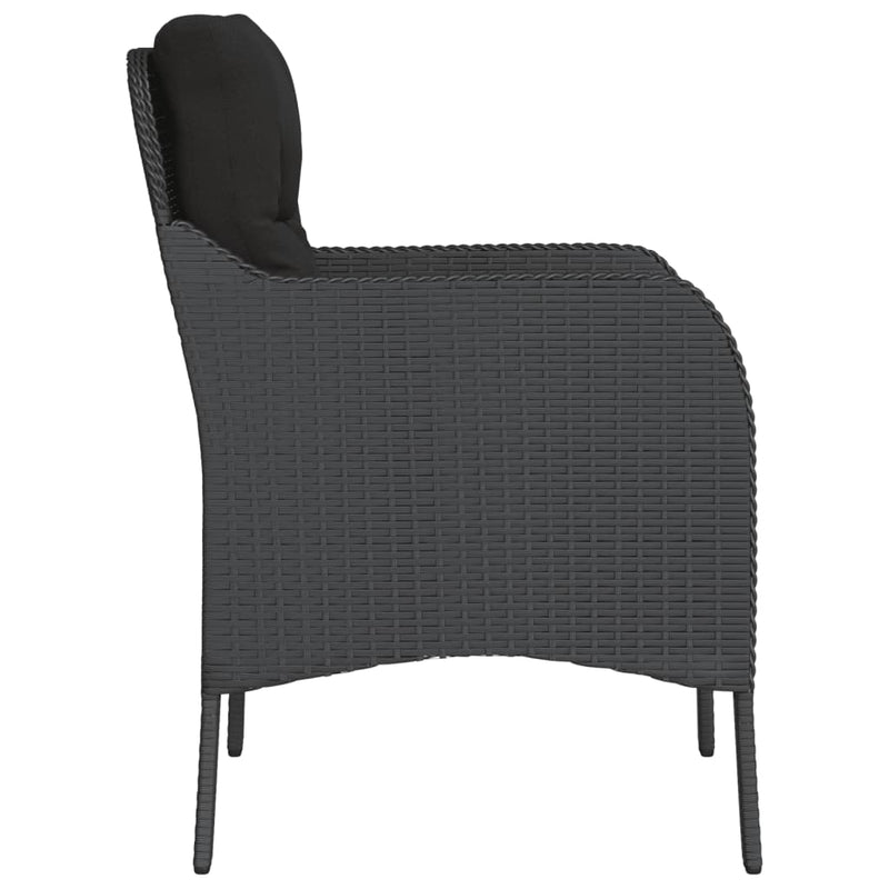 Garden Chairs with Cushions 2 pcs Black Poly Rattan