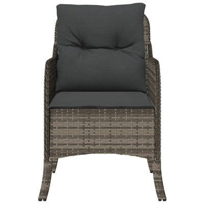 Garden Chairs with Cushions 2 pcs Grey Poly Rattan