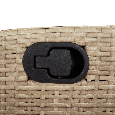 Reclining Garden Chair with Cushions Beige Poly Rattan