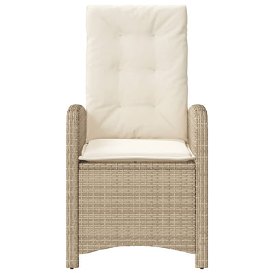 Reclining Garden Chairs 2 pcs with Cushions Beige Poly Rattan