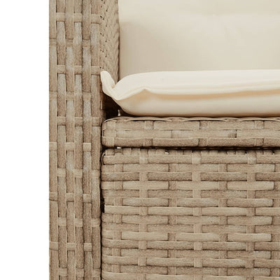Reclining Garden Chairs 2 pcs with Cushions Beige Poly Rattan