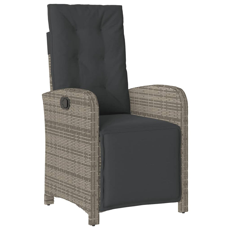 Reclining Garden Chair with Footrest Grey Poly Rattan