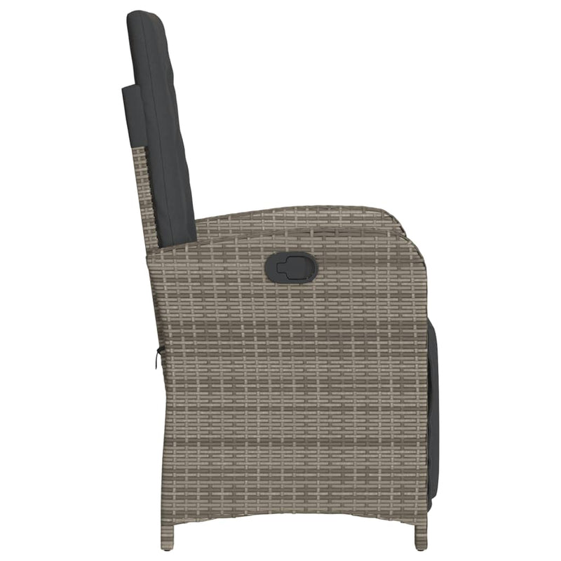 Reclining Garden Chair with Footrest Grey Poly Rattan