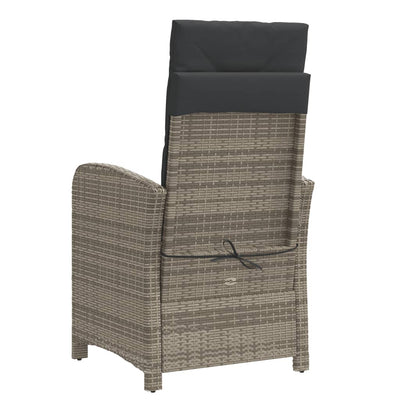 Reclining Garden Chair with Footrest Grey Poly Rattan