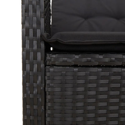 Reclining Garden Chairs 2 pcs with Cushions Black Poly Rattan