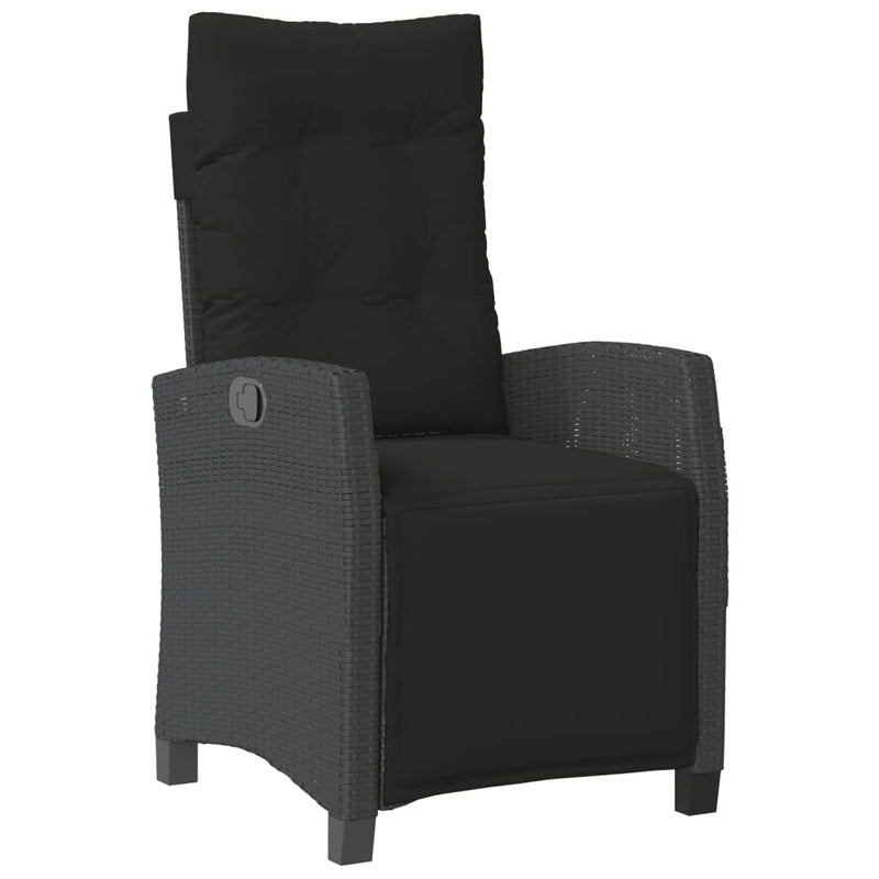 Reclining Garden Chair with Footrest Black Poly Rattan