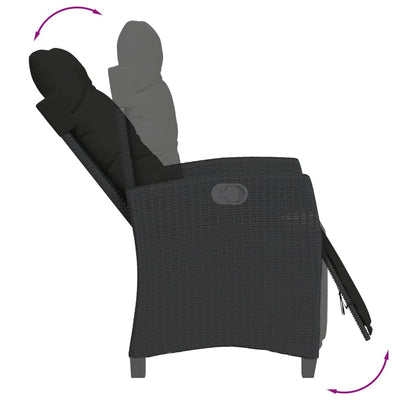 Reclining Garden Chair with Footrest Black Poly Rattan