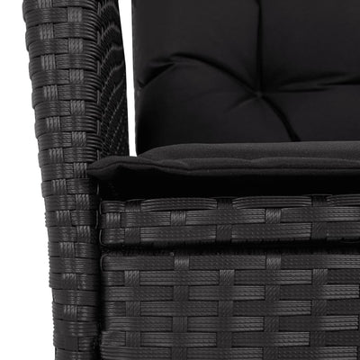 Reclining Garden Chair with Cushions Black Poly Rattan