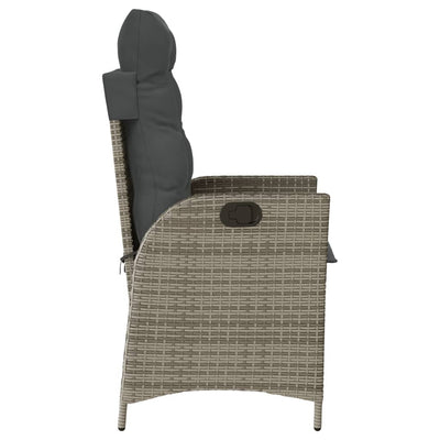 Reclining Garden Chairs 2 pcs with Cushions Grey Poly Rattan