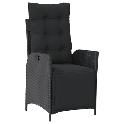 Reclining Garden Chair with Footrest Black Poly Rattan