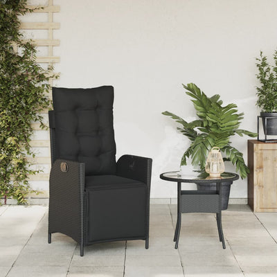 Reclining Garden Chair with Footrest Black Poly Rattan