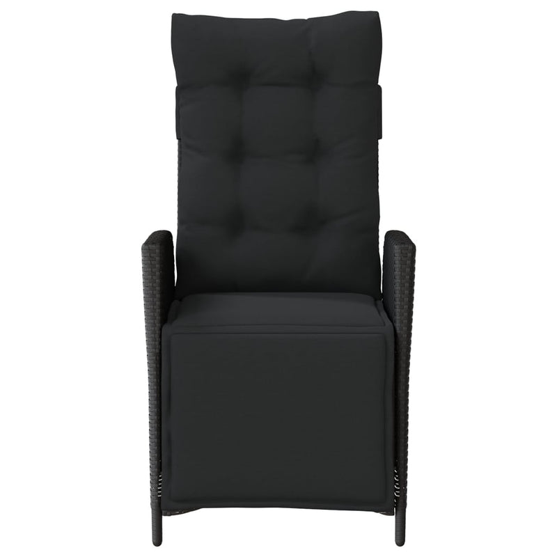 Reclining Garden Chair with Footrest Black Poly Rattan