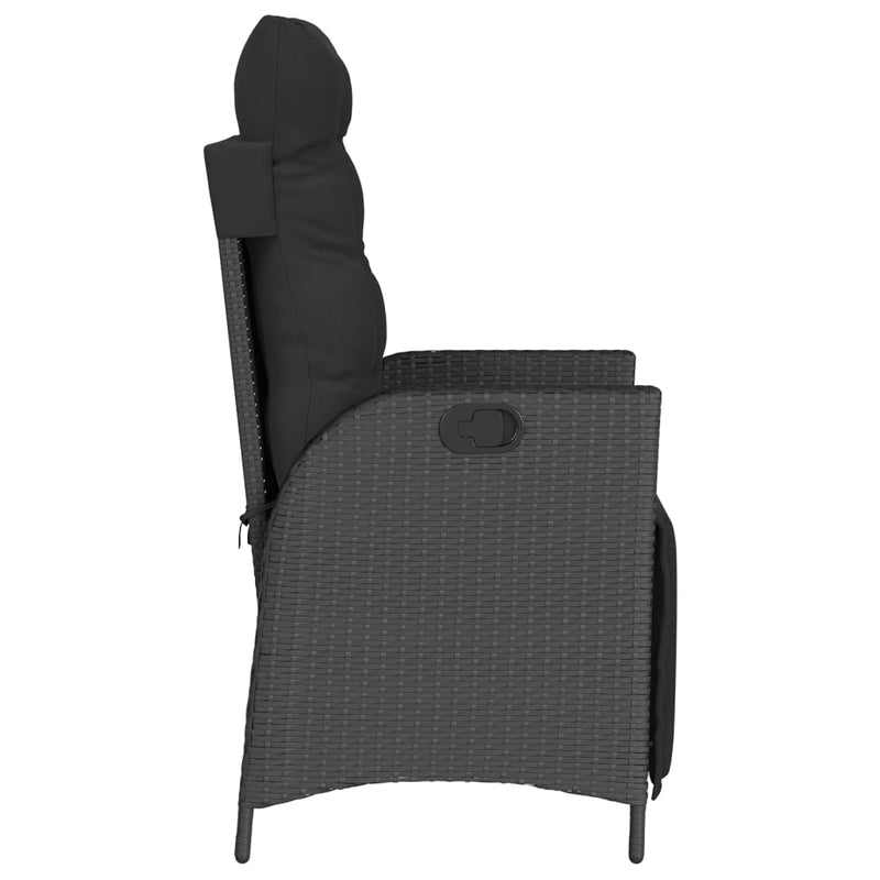 Reclining Garden Chair with Footrest Black Poly Rattan