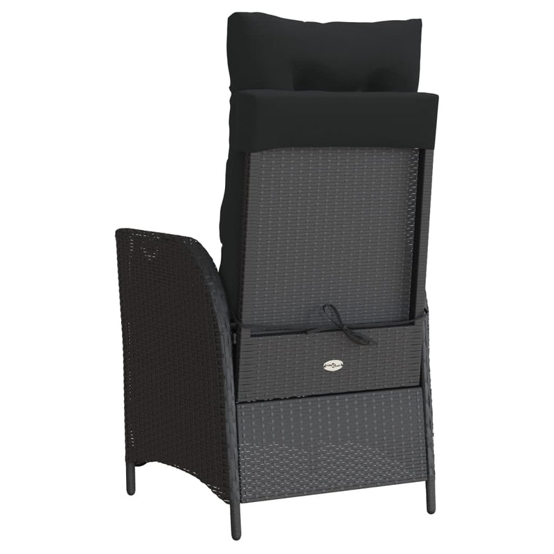 Reclining Garden Chair with Footrest Black Poly Rattan