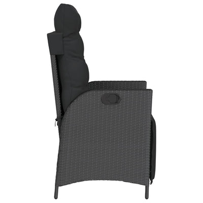 Reclining Garden Chairs 2 pcs with Footrest Black Poly Rattan