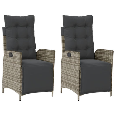 Reclining Garden Chairs 2 pcs with Footrest Grey Poly Rattan