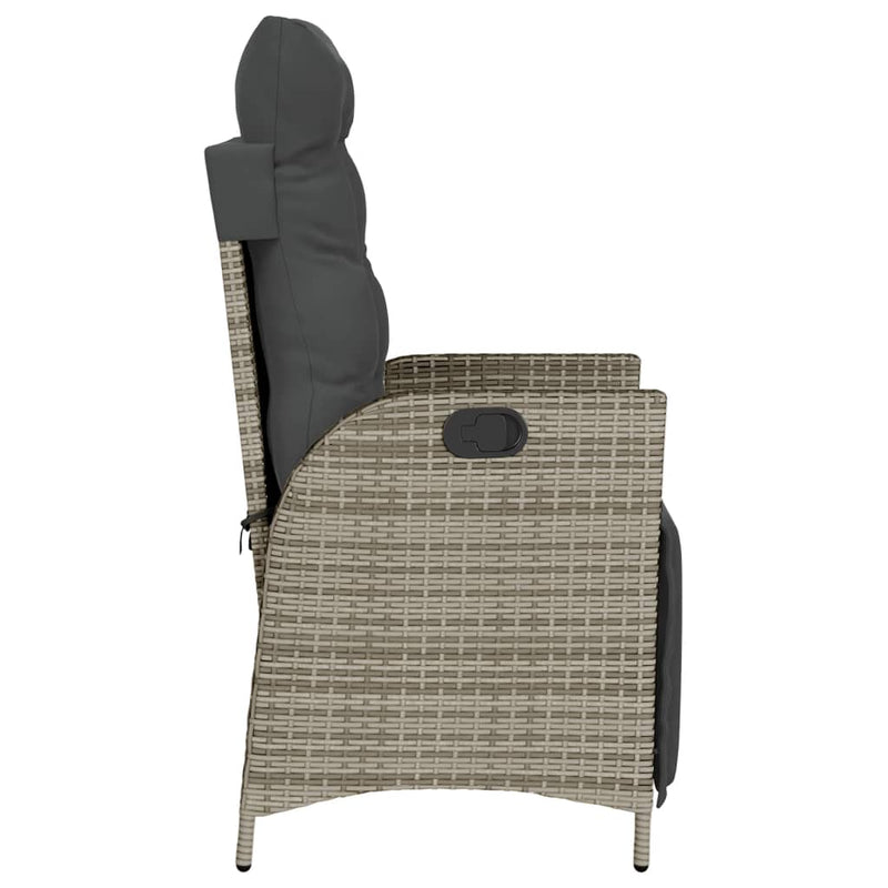 Reclining Garden Chairs 2 pcs with Footrest Grey Poly Rattan