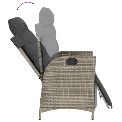 Reclining Garden Chairs 2 pcs with Footrest Grey Poly Rattan