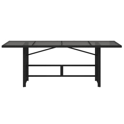 Garden Table with Glass Top Black 190x80x74 cm Poly Rattan