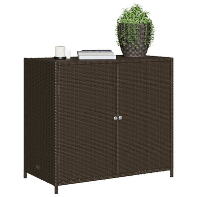 Garden Storage Cabinet Brown 83x45x76 cm Poly Rattan